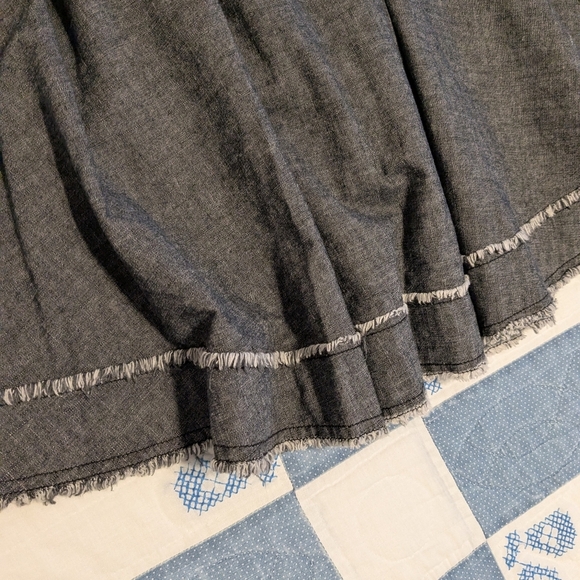 Funky Cool Y2K Denim Wrap Skirt Gray M S Fray Hem Midi A Line Circle Skirt Grey - Picture 10 of 10